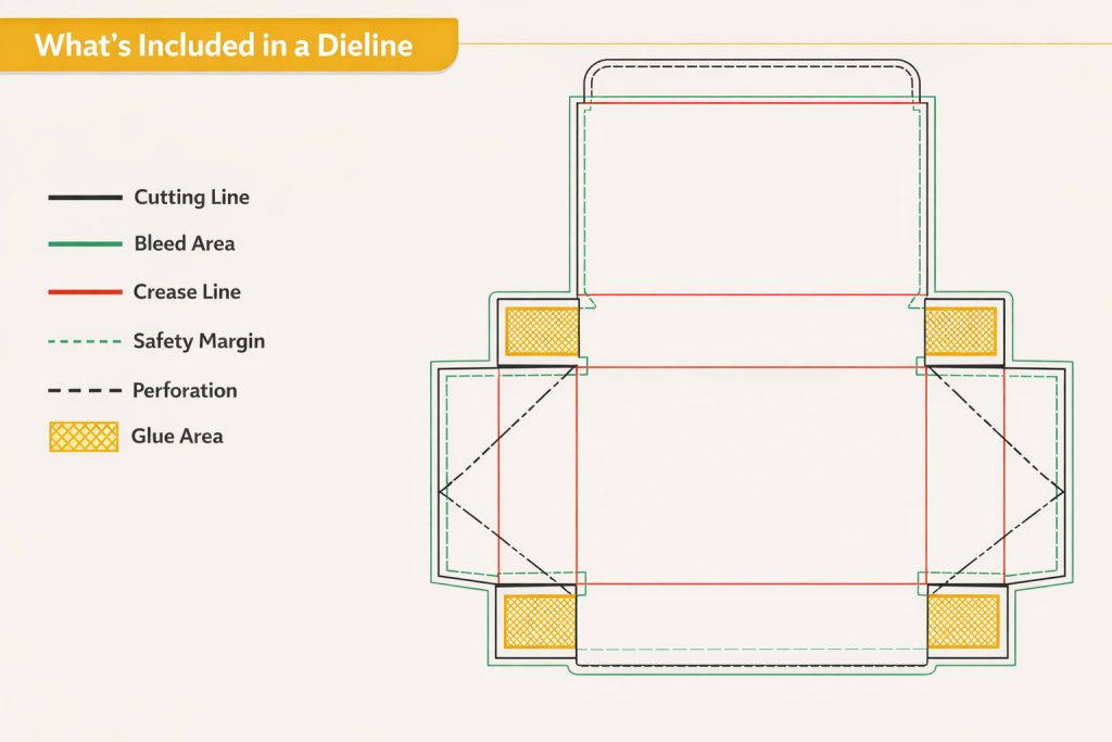 What-is-included-in-a-dieline_-How-to-read-dieline-components-and-markers-such-as-cutting-lines,-bleed-lines,-crease-lines,-safety-margins,-perforation-lines,-and-glue-areas