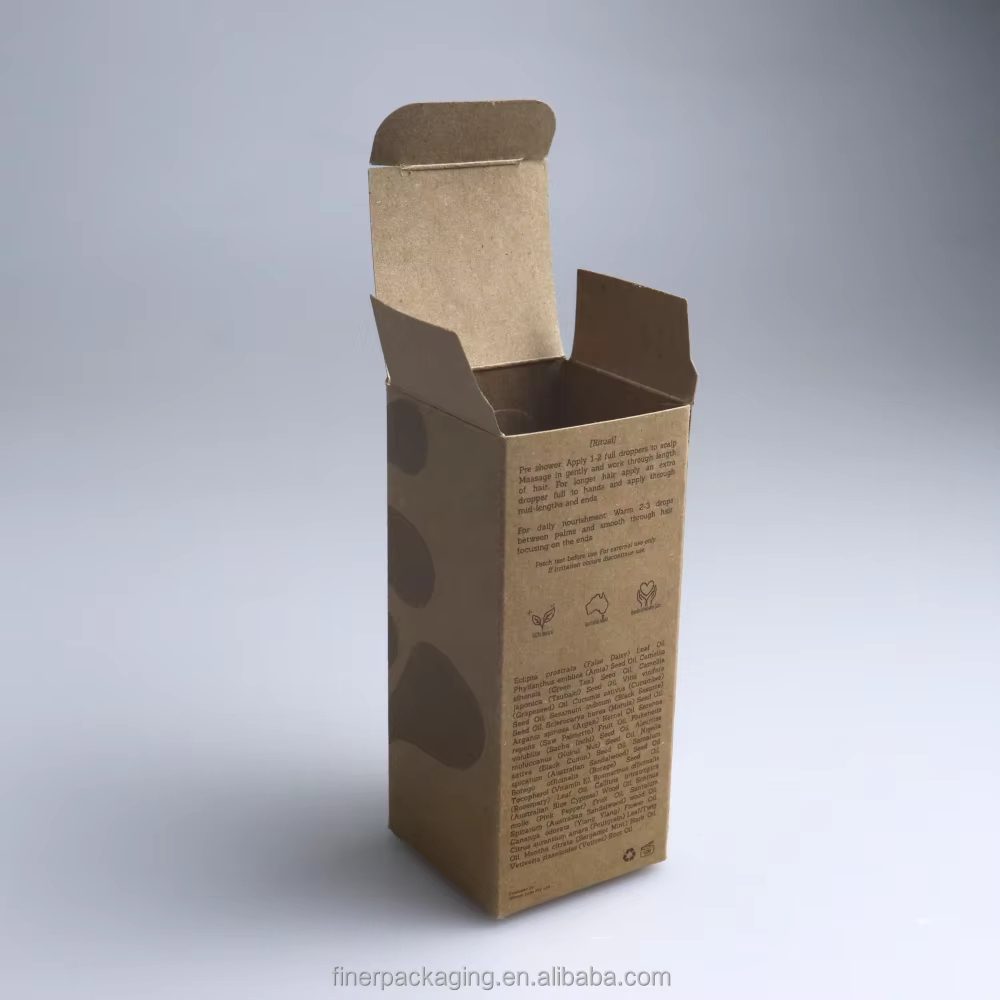 Custom printed kraft paper box for 60ml hair oil bottle