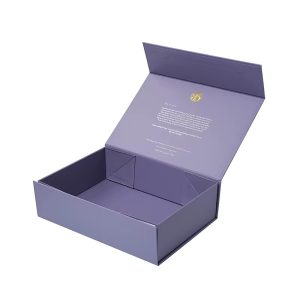 Magnetic folding box with foil stamped logo for cosmetic gift packaging