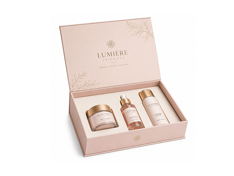 Rigid cosmetic gift box for premium skincare and luxury beauty products