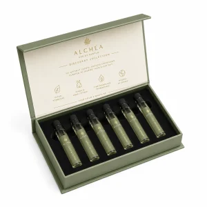 Custom foam insert perfume vial box with six individual bottle cavities