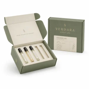 Custom printed perfume sample box with branded inside lid message