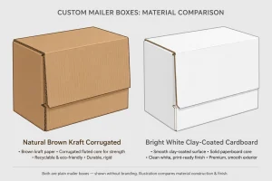 Kraft and white custom mailer boxes side by side
