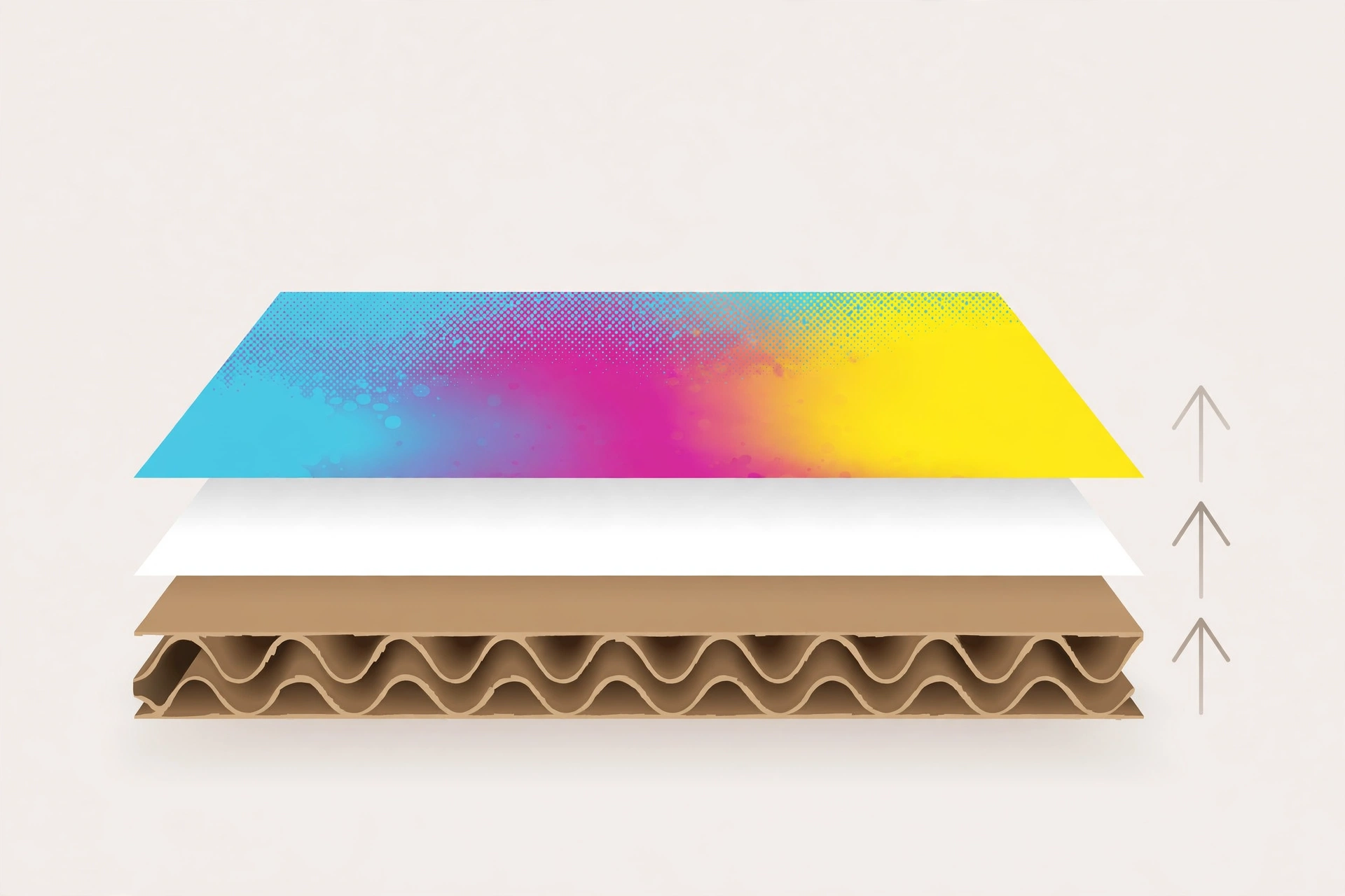 Diagram of white ink underbase layer printed on kraft board before color layers